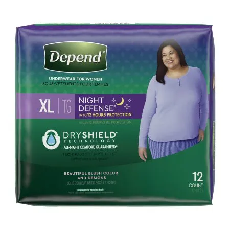 Kimberly Clark - Depend Night Defense - From: 45591 To: 45599 -  Female Adult Absorbent Underwear  Pull On with Tear Away Seams X Large Disposable Heavy Absorbency