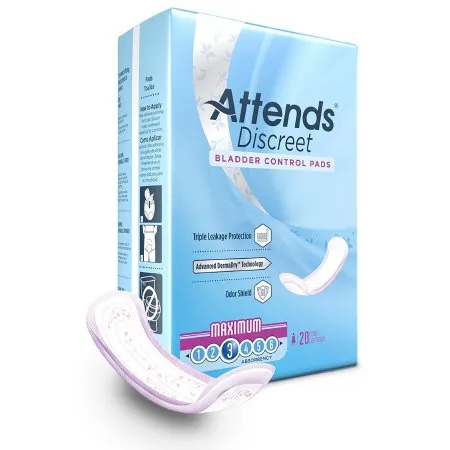 Attends Healthcare Products - Attends Discreet Maximum - ADPMAX -  Bladder Control Pad  13 Inch Length Heavy Absorbency Polymer Core One Size Fits Most