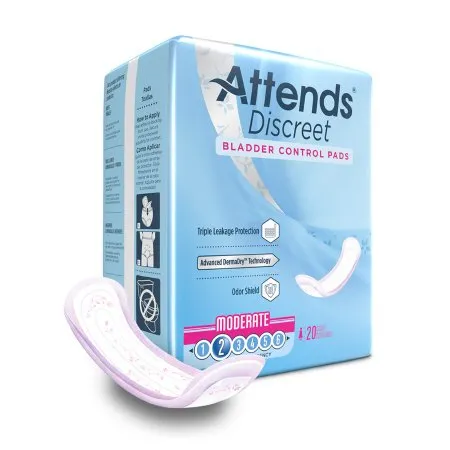 Attends Healthcare Products - Attends Discreet - ADPMOD -  Bladder Control Pad  10 1/2 Inch Length Moderate Absorbency Polymer Core One Size Fits Most