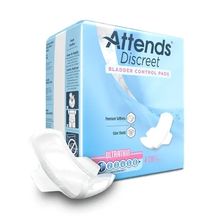 Attends Healthcare Products - Attends Discreet Ultra Thin - ADPTHIN -  Bladder Control Pad  9 Inch Length Light Absorbency Polymer Core One Size Fits Most