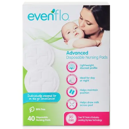 Evenflo - 5231411 - Advanced Nursing Pad Advanced One Size Fits Most Soft Breathable Material Disposable