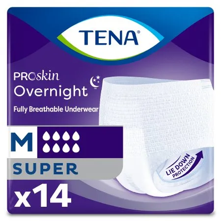 Essity Health & Medical Solutions - TENA ProSkin Overnight Super - From: 72235 To: 72427 - Essity  Unisex Adult Absorbent Underwear  Pull On with Tear Away Seams Medium Disposable Heavy Absorbency