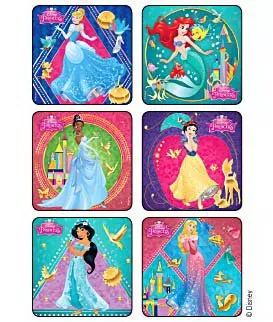Medibadge - Disney - 1629P - Disney 75 Per Pack Princesses Glitter Sticker 2-1/2 Inch