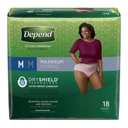 Kimberly Clark - Depend FIT-FLEX - 47932 - Depend FIT FLEX Female Adult Absorbent Underwear Depend FIT FLEX Pull On with Tear Away Seams Medium Disposable Heavy Absorbency