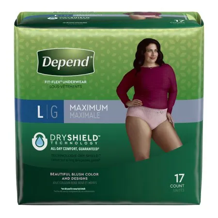 Kimberly Clark - Depend FIT-FLEX - 48124 - Depend FIT FLEX Female Adult Absorbent Underwear Depend FIT FLEX Pull On with Tear Away Seams Large Disposable Heavy Absorbency