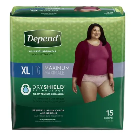 Kimberly Clark - Depend FIT-FLEX - 43586 - Depend FIT FLEX Female Adult Absorbent Underwear Depend FIT FLEX Pull On with Tear Away Seams X Large Disposable Heavy Absorbency