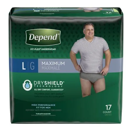 Kimberly Clark - Depend FIT-FLEX - 47926 - Depend FIT FLEX Male Adult Absorbent Underwear Depend FIT FLEX Pull On with Tear Away Seams Large Disposable Heavy Absorbency