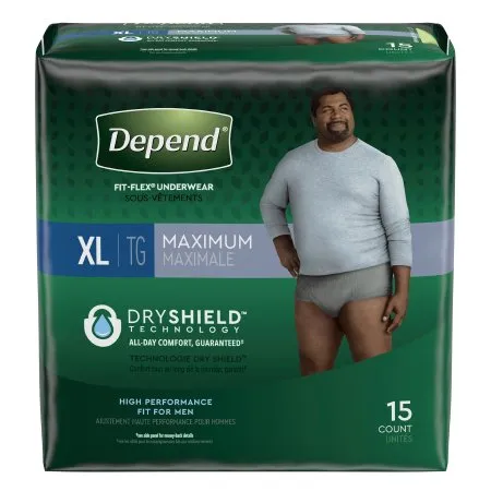Kimberly Clark - Depend FIT-FLEX - 47930 - Depend FIT FLEX Male Adult Absorbent Underwear Depend FIT FLEX Pull On with Tear Away Seams X Large Disposable Heavy Absorbency