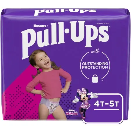 Kimberly Clark - Pull-Ups Learning Designs - 48222 - Female Toddler Training Pants Pull-Ups Learning Designs Pull On with Tear Away Seams Size 4T to 5T Disposable Heavy Absorbency