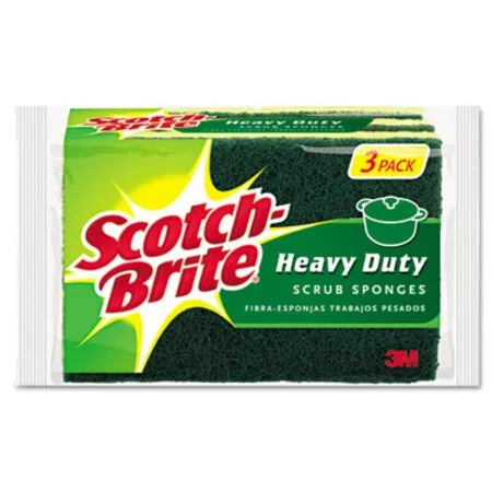 Scotch-Brite - MMM-HD3 - Heavy-duty Scrub Sponge, 4.5 X 2.7, 0.6 Thick, Yellow/green, 3/pack