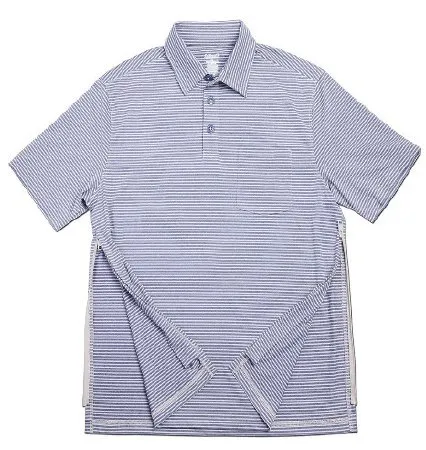 Narrative Apparel - MTPST0291 - Polo Shirt Authored®perfected Polo Small Navy / Khaki Stripe 1 Pocket Short Sleeve Male