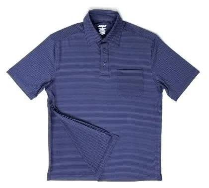 Narrative Apparel - MTPSL0493 - Polo Shirt Authored®perfected Polo Large Navy / Ensign Blue Stripe 1 Pocket Short Sleeve Male