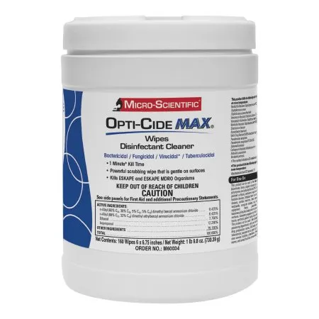 Micro Scientific Industries - Opti-Cide Max - M60034 - Opti Cide Max Opti Cide Max Surface Disinfectant Cleaner Premoistened Alcohol Based Manual Pull Wipe 160 Count Canister Alcohol Scent NonSterile