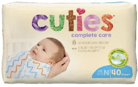 First Quality - From: CCC00 To: CCC04  Cuties Complete Care Unisex Baby Diaper Cuties Complete Care Size 0 Disposable Heavy Absorbency