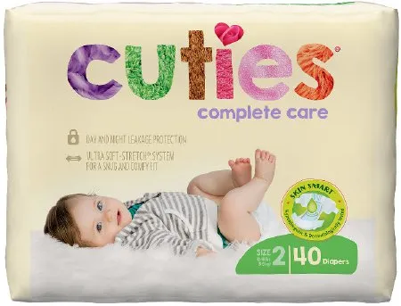 First Quality - Cuties Complete Care - CCC02 - Unisex Baby Diaper Cuties Complete Care Size 2 Disposable Heavy Absorbency