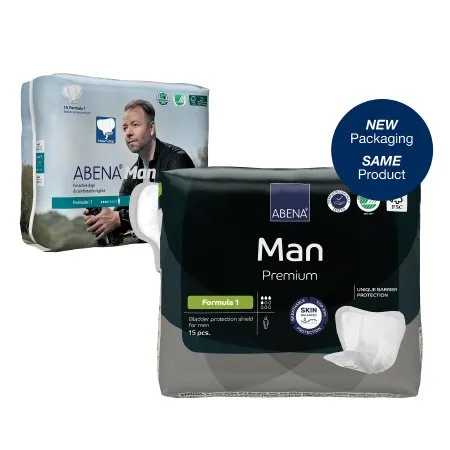 Abena - From: 1000005436 To: 1000017162  Man   Bladder Control Pad Man 11 Inch Length Light Absorbency Fluff / Polymer Core Formula 1