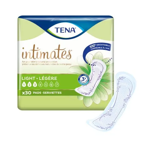 Essity Health & Medical Solutions - 54358 - Essity TENA Intimates Ultra Thin Light Bladder Control Pad TENA Intimates Ultra Thin Light 9 Inch Length Light Absorbency Dry Fast Core One Size Fits Most