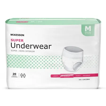 McKesson - UW33844 - Unisex Adult Absorbent Underwear Pull On with Tear Away Seams Medium Disposable Moderate Absorbency