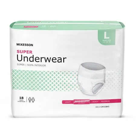 McKesson - UW33845 - Unisex Adult Absorbent Underwear Pull On with Tear Away Seams Large Disposable Moderate Absorbency