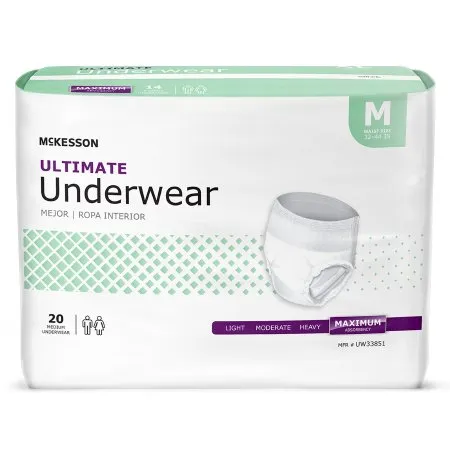 McKesson - UW33851 - Unisex Adult Absorbent Underwear Pull On with Tear Away Seams Medium Disposable Heavy Absorbency