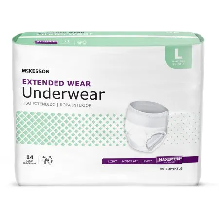 McKesson - From: UW33844 To: UWEXTXL - Unisex Adult Absorbent Underwear Pull On with Tear Away Seams X Large Disposable Heavy Absorbency