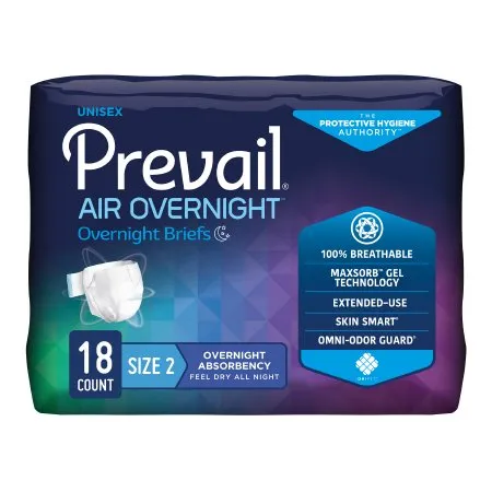 First Quality - NGX-013 - Prevail Air Overnight Unisex Adult Incontinence Brief Prevail Air Overnight Size 2 Disposable Heavy Absorbency