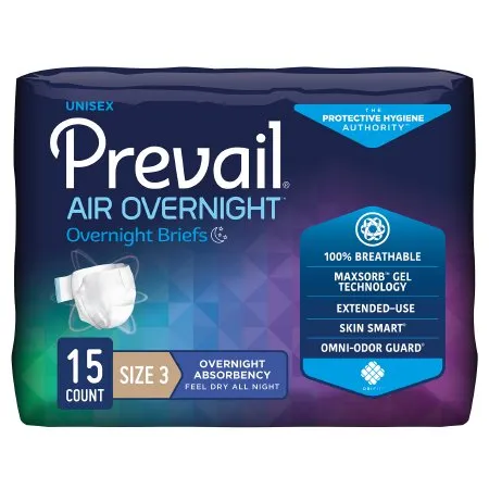 First Quality - NGX-014 - Prevail Air Overnight Unisex Adult Incontinence Brief Prevail Air Overnight Size 3 Disposable Heavy Absorbency