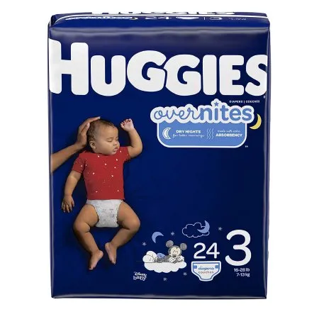 Kimberly Clark - 49536 - Huggies OverNites Diapers, Size 3, 16 28 lbs. (7 13 kg), 24 Count Jumbo Pack.