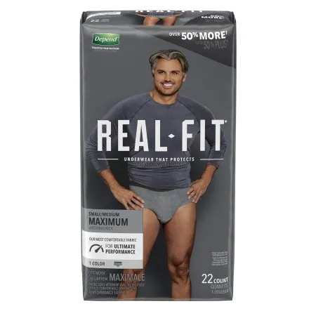 Kimberly Clark - Depend Real Fit - 50976 -  Male Adult Absorbent Underwear  Pull On with Tear Away Seams Small / Medium Disposable Heavy Absorbency