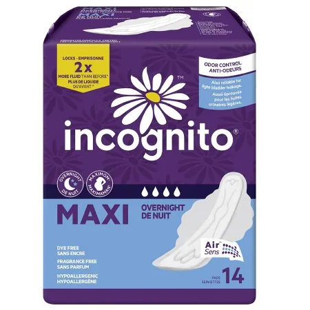 First Quality - Incognito - 10006608 -  Feminine Pad  Maxi with Wings / Overnight Heavy Absorbency