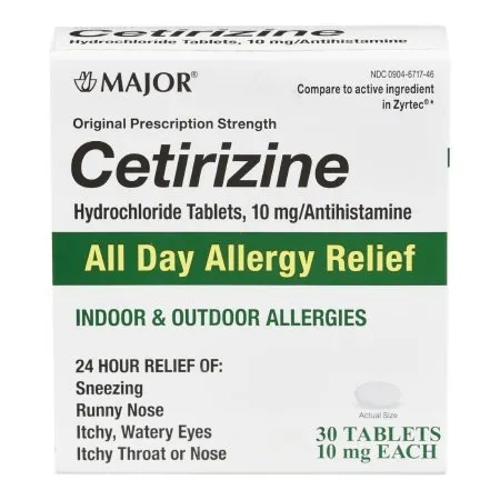 Major Pharmaceuticals - Major - 00904671746 - Major Cetirizine HCl 10 mg Tablet Bottle 30 Tablets