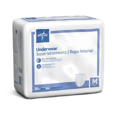 Medline - Protection Plus - MSC23005 - Unisex Adult Absorbent Underwear Protection Plus Pull On With Tear Away Seams Medium Disposable Moderate Absorbency