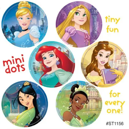 SmileMakers - ST1156R - Smilemakers 100 Per Roll Disney Princess Friendship Mini Dots Sticker 0.875 Inch