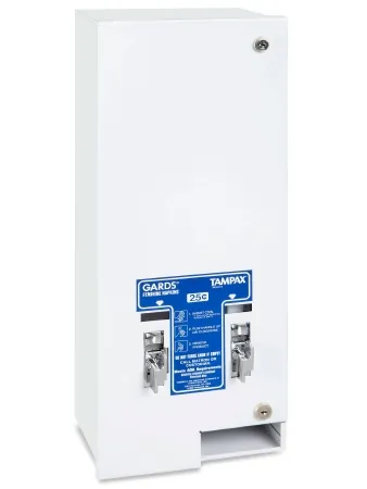 Uline - H-8045 - Feminine Hygiene Dispenser White Steel Manual Turn 15 Maxithins / 22 Tampons Wall Mount