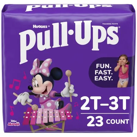 Kimberly Clark - 51335 - Pull Ups Learning Designs for Girls Female Toddler Training Pants Pull Ups Learning Designs for Girls Pull On Size 2T to 3T Disposable Moderate Absorbency