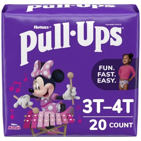 Kimberly Clark - 51353 - Pull Ups Learning Designs for Girls Female Toddler Training Pants Pull Ups Learning Designs for Girls Size 3T to 4T Disposable Moderate Absorbency