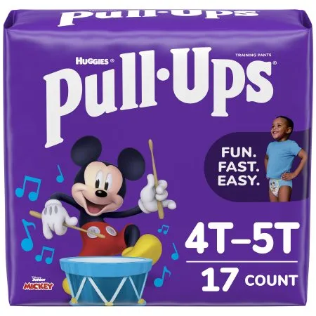 Kimberly Clark - 51358 - Pull Ups Learning Designs for Boys Male Toddler Training Pants Pull Ups Learning Designs for Boys Size 4T to 5T Disposable Moderate Absorbency