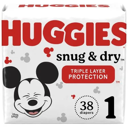 Kimberly Clark - Huggies Snug & Dry - 51462 -  Unisex Baby Diaper  Size 1 Disposable Heavy Absorbency