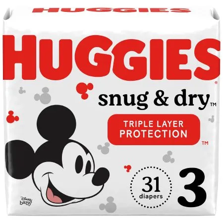 Kimberly Clark - Huggies Snug & Dry - 51471 -  Unisex Baby Diaper  Size 3 Disposable Heavy Absorbency