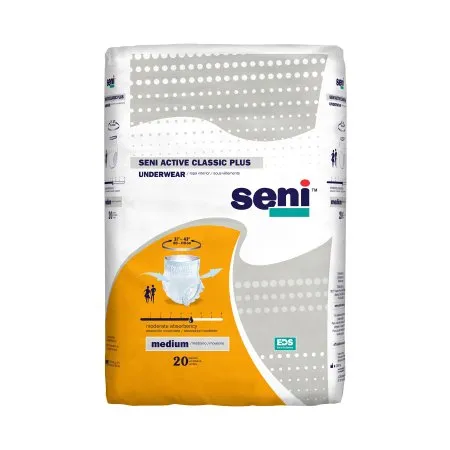 TZMO - Seni Active Classic Plus - S-ME20-AC2 -  Unisex Adult Absorbent Underwear  Pull On with Tear Away Seams Medium Disposable Moderate Absorbency
