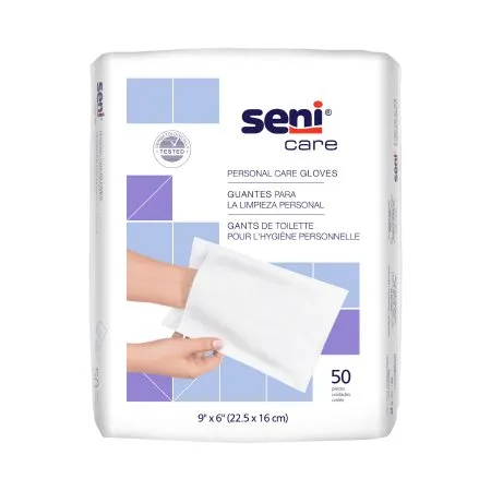 TZMO - Seni Care - S-NG50-C41 -  Wash Glove  6 X 9 Inch White Disposable