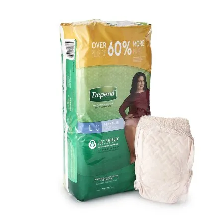 Kimberly Clark - Depend FIT-FLEX - 53743 - Depend FIT FLEX Female Adult Absorbent Underwear Depend FIT FLEX Pull On with Tear Away Seams Large Disposable Heavy Absorbency