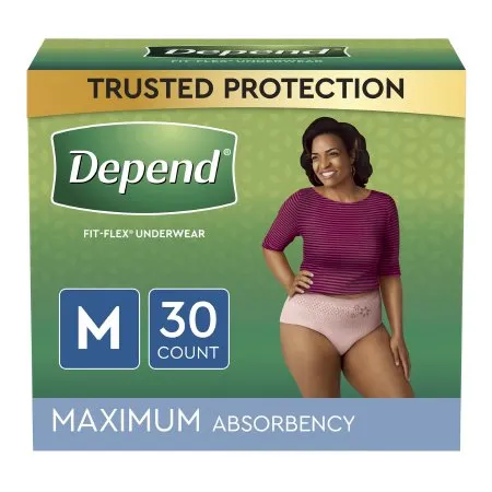 Kimberly Clark - Depend FIT-FLEX - 53742 - Depend FIT FLEX Female Adult Absorbent Underwear Depend FIT FLEX Pull On with Tear Away Seams Medium Disposable Heavy Absorbency