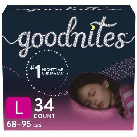 Kimberly Clark - Goodnites - From: 53361 To: 53379 -  Female Youth Absorbent Underwear GoodNites Pull On with Tear Away Seams Size 5 / Large Disposable Heavy Absorbency