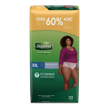Kimberly Clark - Depend FIT-FLEX - 53306 - Depend FIT FLEX Female Adult Absorbent Underwear Depend FIT FLEX Pull On with Tear Away Seams 2X Large Disposable Heavy Absorbency