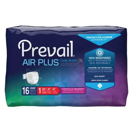 First Quality - Prevail Air Plus - PVBNG-012CA - Unisex Adult Incontinence Brief Prevail Air Plus Size 1 Disposable Heavy Absorbency