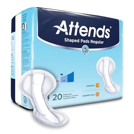 Attends Healthcare Products - Attends Shaped Pads Regular - SPDRA -  Bladder Control Pad  12 X 25.2 Inch Heavy Absorbency Polymer Core One Size Fits Most