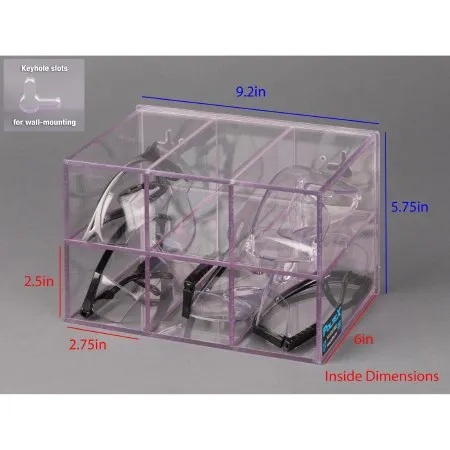 Poltex - PROTEYE6-W - Protective Eyewear Holder Poltex Wall Mount 6 Pairs of Safety Glasses Clear 9.2 X 5-3/4 X 6 Inch PETG