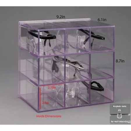 Poltex - PROTEYE9-W - Protective Eyewear Holder Poltex Wall Mount 9 Pairs of Safety Glasses Clear 9.2 X 6.1 X 8.7 Inch PETG