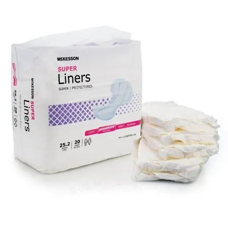 McKesson - LINERMD-34 - Super Incontinence Liner Super 25 1/5 Inch Length Moderate Absorbency Polymer Core One Size Fits Most